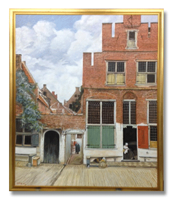 Reproductie schilderij Het straatje van Johannes Vermeer - KunstReplica.nl